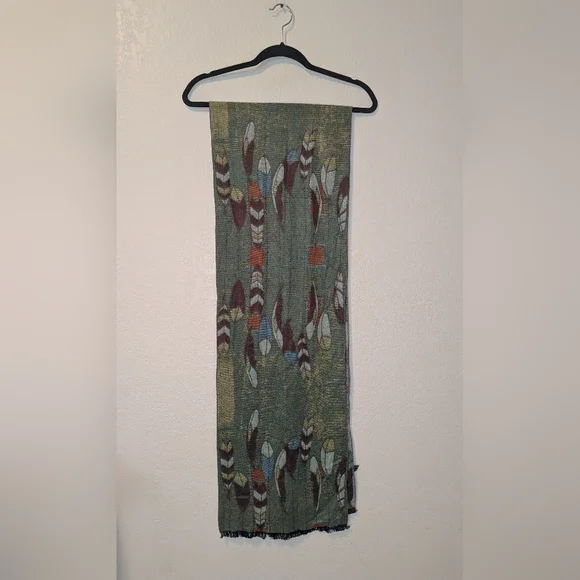 Rapti 100% Cashmere Feather Print Neck Scarf - Picture 1 of 7